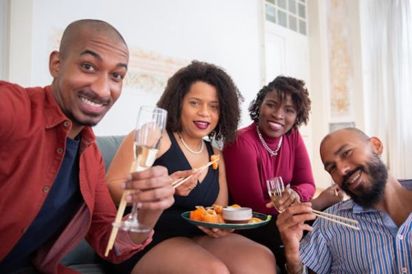 Picture of friends sitting on a couch